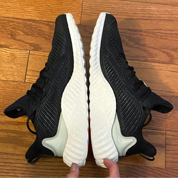 Adidas Parkey Alphaboost Alpha Boost black white mesh no tongue lace up sneakers - Picture 7 of 11